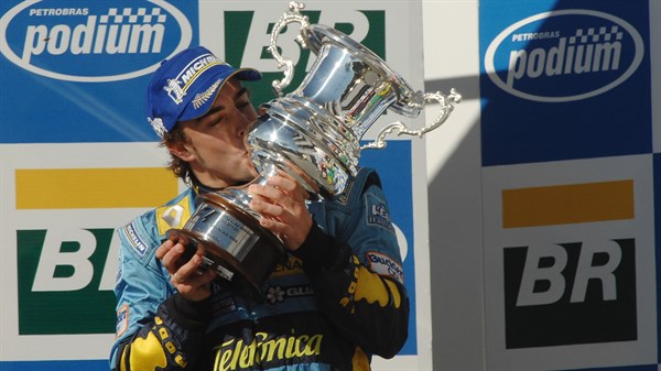 Renault Team driver holding the Championship Cup