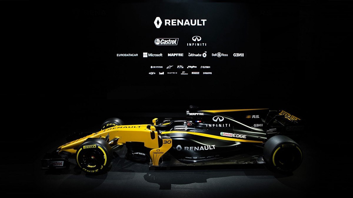 Renault Formula One and partner logos on the Renault R.S. 17