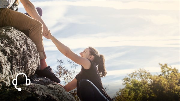 A man and woman feeling adventurous because of Renault service